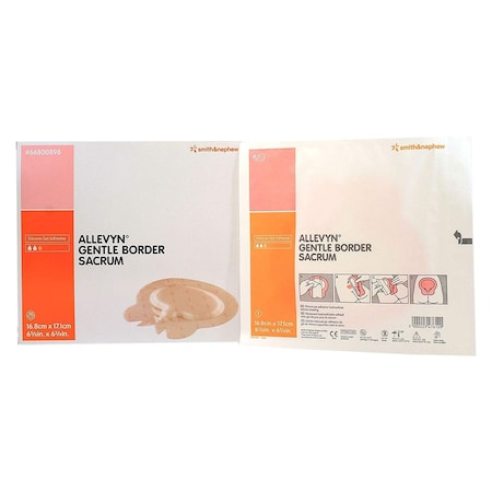 Allevyn Gentle Border Silicone Gel Adhesive with Border Silicone Foam Dressing, 6-5/8 x 6-3/4 Inch, Sterile, 60PK 66800898